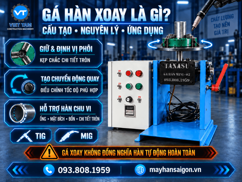Gá hàn xoay là gì? Đây là thiết bị hỗ trợ giữ, định vị và tạo chuyển động quay cho phôi trong quá trình hàn