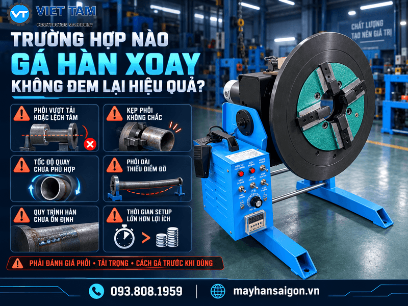 Dù 7 tác dụng của gá hàn xoay mang lại nhiều giá trị trong sản xuất, thiết bị không phải lúc nào cũng phù hợp với mọi loại phôi hoặc mọi quy trình hàn.
